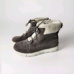 Sorel Boots Womens 9 Explorer II Carnival Cozy Waterproof Quarry Dove Insulated